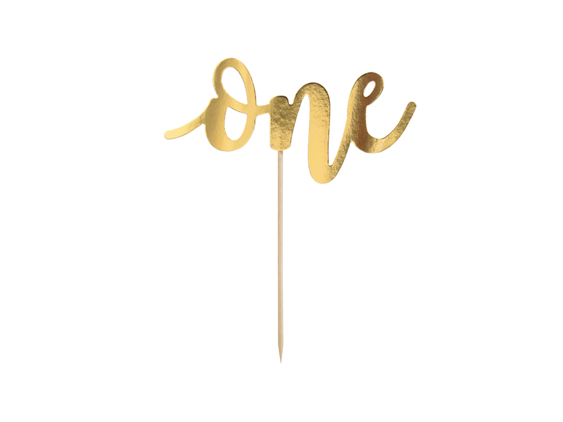 Tårttoppers – One – guld – 19 cm