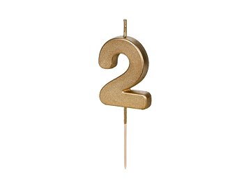 Geburtstagskerze Ziffer 2, 4.5 cm, Gold