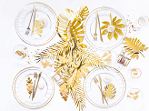 Decorations Aloha - Tropical leaves, gold (1 pkt / 21 pc.)