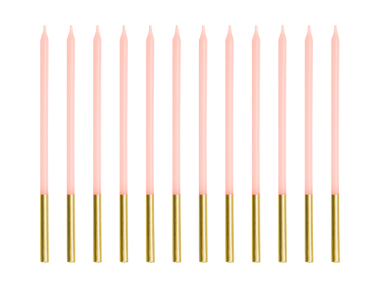 Świeczki urodzinowe gładkie, różowy, 14 cm (1 op. / 12 szt.)