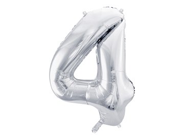Folienballon Ziffer ''4'', 86cm, silber
