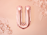 Balon foliowy Litera ''U'', 35cm, różowe złoto