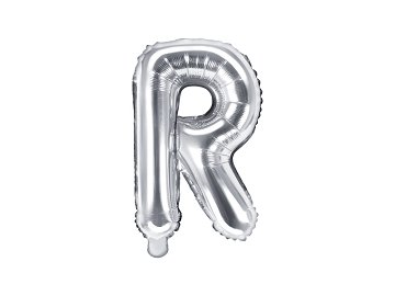 Balon foliowy Litera ''R'', 35cm, srebrny