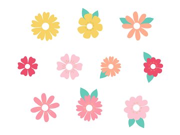 Drink tags Flowers, mix, 5.5-9.5x6-10cm (1 pkt / 10 pc.)