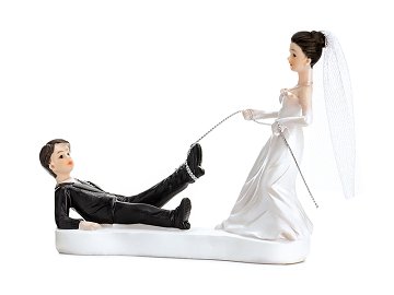 Cake Topper Newly-weds with a rope, 13cm