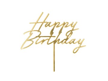 Cake topper Happy Birthday, 18x16.5 cm, gold