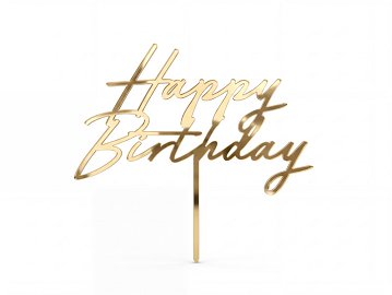 Cake topper Happy Birthday, 18x16.5 cm, gold