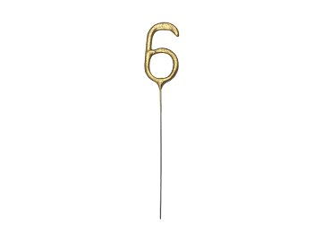 Sparkler Number 6, gold, 15 cm