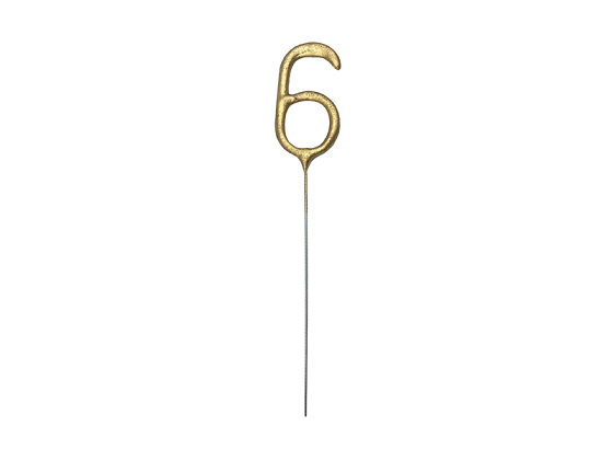 Sparkler Number 6, gold, 15 cm