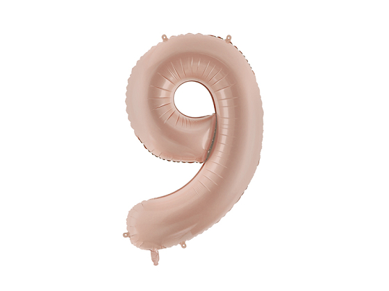 Foil Balloon Number ''9'', 72cm, beige - Designer decorations and