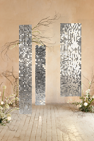 Sequin backdrop panel, square-shape, silver colour, 30x30 cm - Designer ...