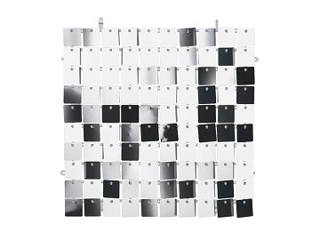 Panel cekinowy, kwadraty, srebrny, 30x30 cm