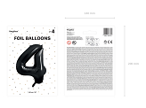 Ballon en Mylar Chiffre ''4'', 86cm, noir