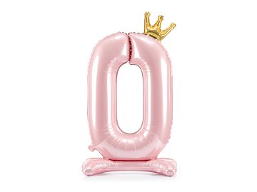 Standing foil balloon Number ''0'' , 84 cm,  light pink