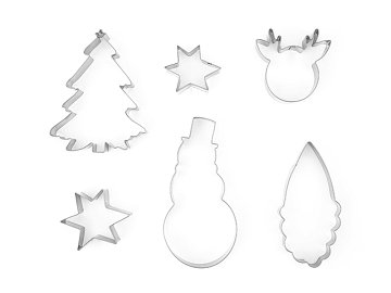 Cookie cutters Merry Christmas, silver (1 pkt / 6 pc.)