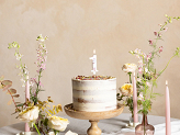 Birthday Candle Number '1', White with Flower Petals, 8 cm