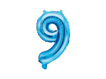 Balon foliowy Cyfra ''9'', 35cm, niebieski