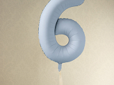 Balon foliowy Cyfra '6', 86cm, mglisty niebieski