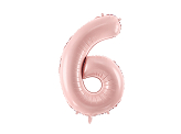 Ballon Mylar Chiffre ''6'', 72cm, rose clair
