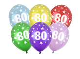 Balloons 30cm, 80th Birthday, Metallic Mix (1 pkt / 6 pc.)