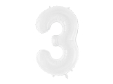 Foil ballon Number ''3'', 86 cm, white