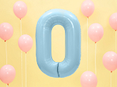 Folienballon Ziffer ''0'', 86cm, hellblau