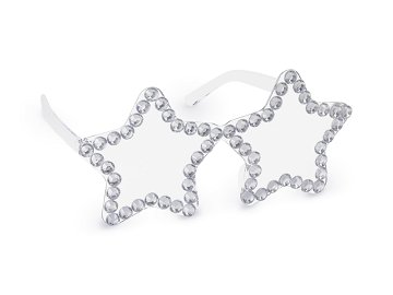 Okulary Gwiazdy z diamencikami, 14,5x7 cm, srebrny