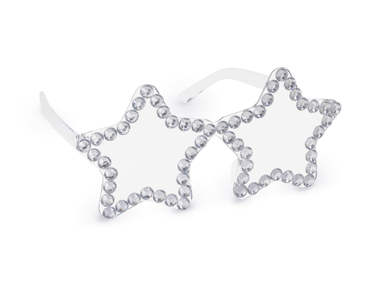 Okulary Gwiazdy z diamencikami, 14,5x7 cm, srebrny