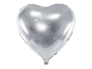 Balon foliowy Serce, 61cm, srebrny