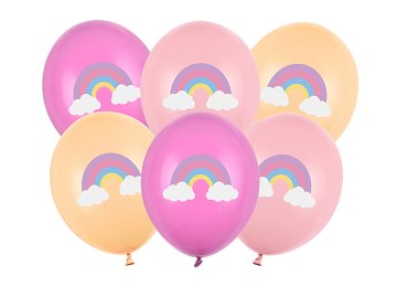 Balloons 30 cm, Rainbow, mix (1 pkt / 6 pc.)