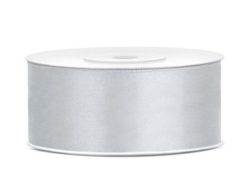 Tasiemka satynowa, srebrny, 25mm/25m (1 szt. / 25 mb.)