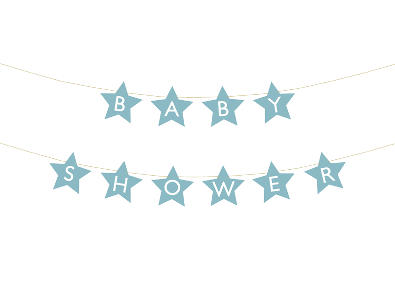Flaggbanner – Baby Shower – ljusblå – 290x16.5 cm
