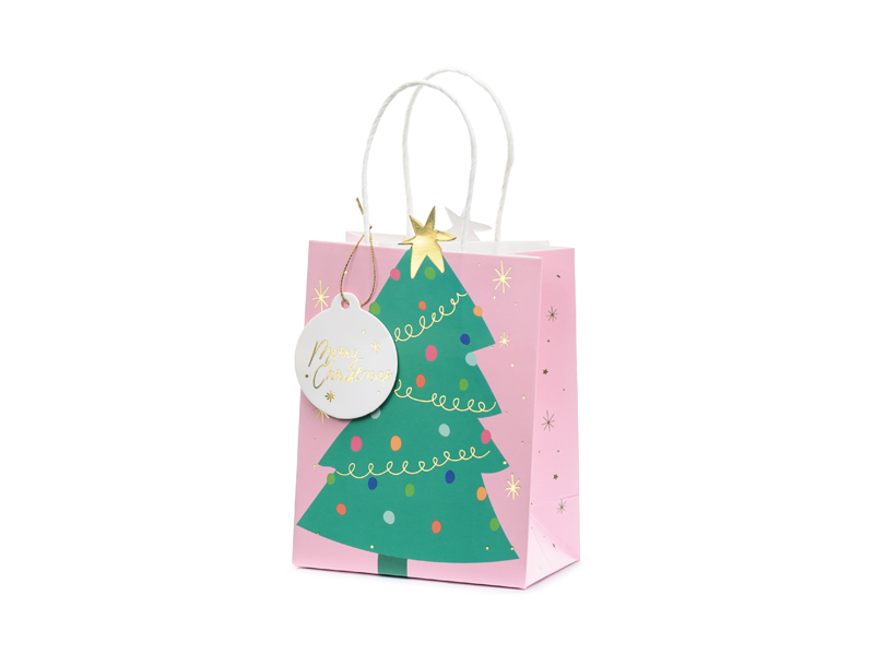 Presentpåse – Julgran – mix – 20.5x8 cm