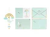 Carte de vœux avec suspension décorative, 14x20 cm, bleu tiffany clair