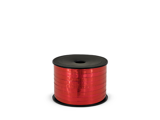 Wstążka plastikowa metalizowana 5mm/90m, czerwony