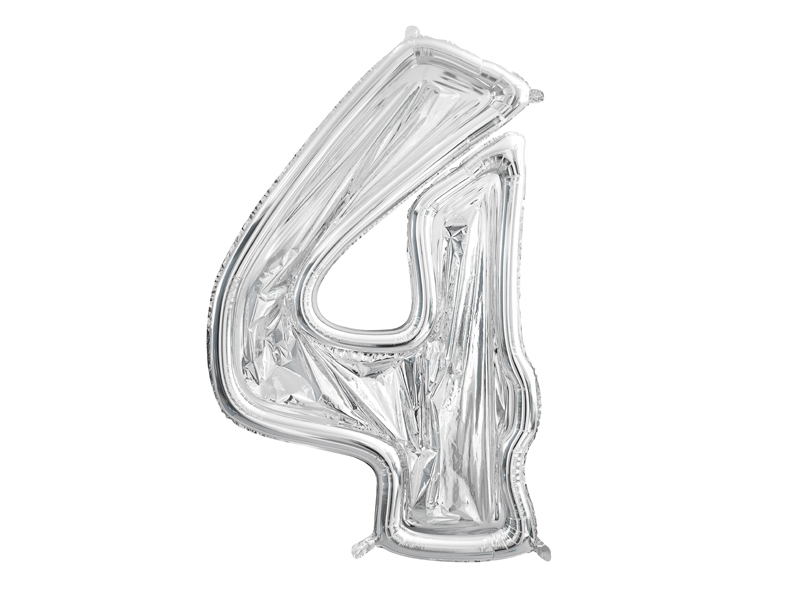 Sifferballong – Ramballong – siffra 4 – silver – 126 cm