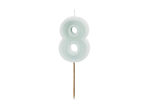 Birthday candle Number 8, light mint, 6 cm