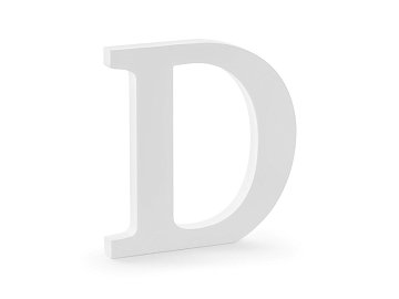 Wooden letter D, white, 19.5x20cm