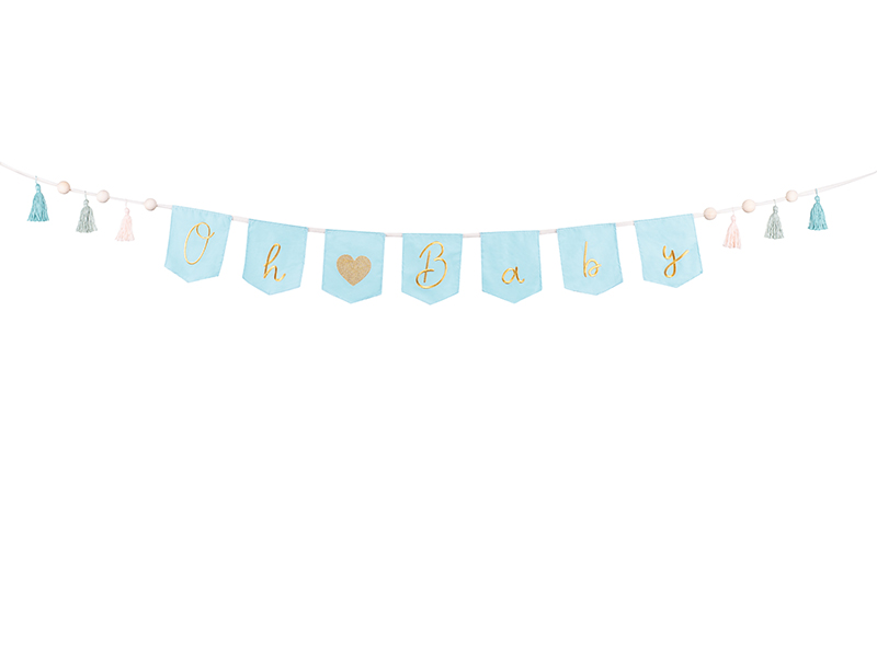 Flaggbanner – Oh Baby – himmelsblå – 2.5 m