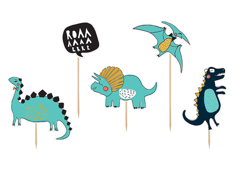 Tårttoppers – Dinosaurier – mix – 20 cm – 5-pack