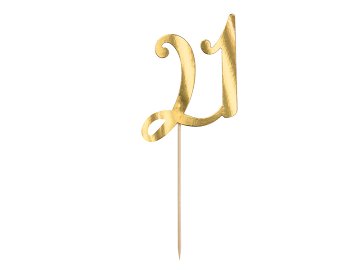 Caketopper ''21'', gold, 20,5cm