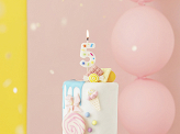 Birthday Candle Number '5', white confetti, 5.5cm