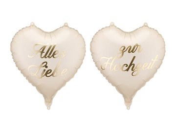 Foil balloons hearts ''Alles Liebe zur Hochzeit'', 45 cm, mix (1 pkt / 2 pc.)