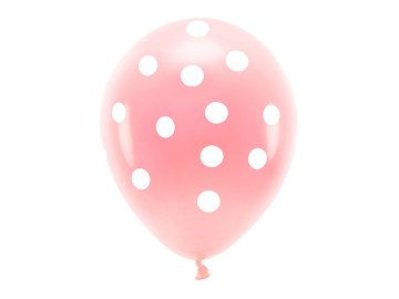 Eco Ballons 33 cm pastell, Punkte, hellrosa (1 VPE / 6 Stk.)