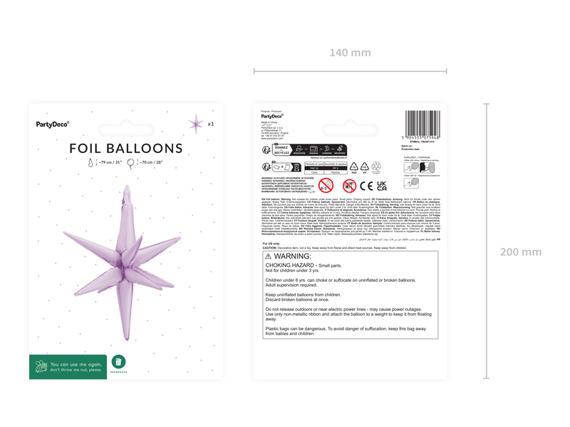 3D foil balloon Star, 70cm, purple - Designer decorations and ideas for ...