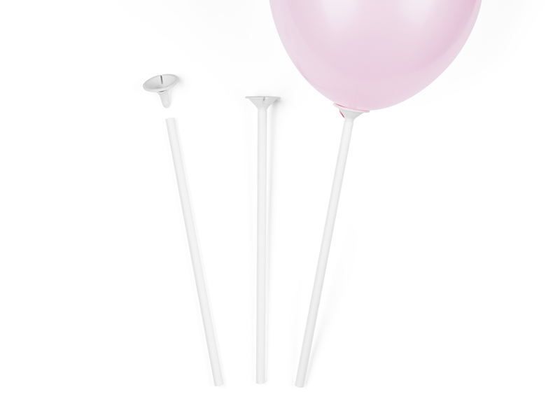 Ballongpinne med hållare – vit – 30 cm – 100-pack