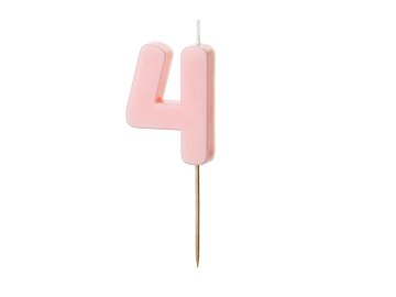 Świeczka urodzinowa Cyferka 4, jasny różowy, 5.5 cm