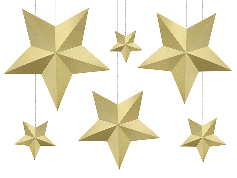 Stjärndekoration – guld – 6-pack