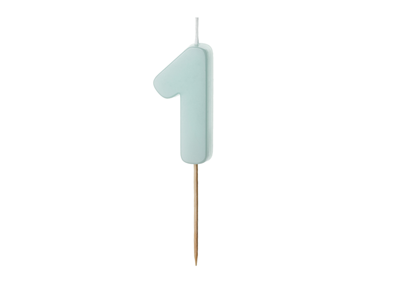 Sifferljus – siffra 1 – ljusblå – 5,5 cm