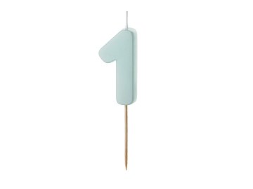 Birthday candle Numeral 1, light blue, size 5.5 cm